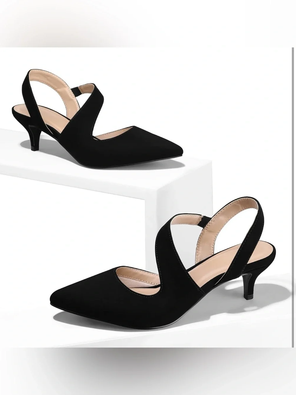 Pointed Toe Slingback Kitten Heels 2” – Faux Suede